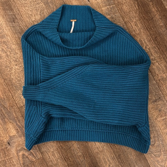 Free People Emma Mock Neck Cable Knit Sweater in Jewel tone - Picture 9 of 15